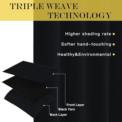 NICETOWN Blackout Patio Curtain Extra Wide and Long W100 x L120, Grommet Top Solid Panels Room Darkening Blind Thermal Insulated for Living Room/Sliding Glass Door, 1 Panel, Black