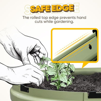 KING BIRD Raised Garden Bed Kit 2025 Upgraded Quick-Setup Galvanized Planter Garden Box Outdoor for Gardening, Vegetables, Flowers, 74x36x12 in, Olive Green