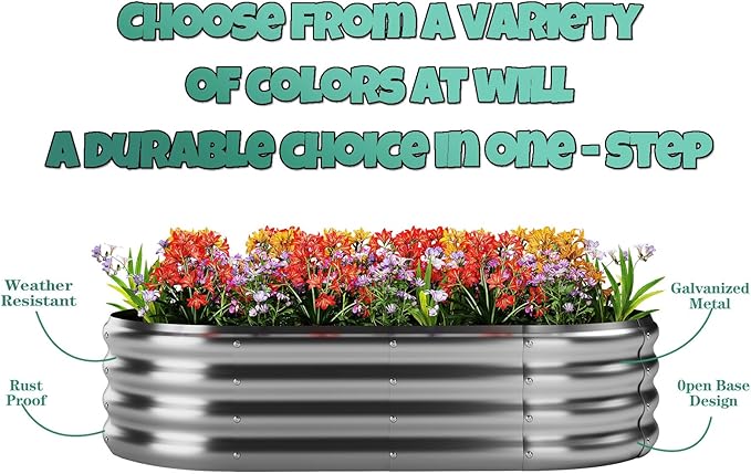 Galvanized Metal Planter Raised Garden Bed Kit for Gardening Outdoor，4x2x1ft 2 Planter Grow Garden Box Raised Flower Bed，Long Vegetable Clearance Herb Raised Garden Beds for Gardening White