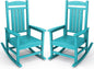 KINGYES Outdoor Rocking Chair Set of 2, High Density Polyethylene Patio Rocking Chairs with 330lbs Support for Adults, Aruba Blue