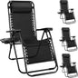NEWBULIG Zero Gravity Chair Set of 4, Lounge Chair Folding Portable Adjustable Camping Reclining Chairs with Adjustable Pollow, Mesh Back, Cup Holder Trays Lawn Patio Chair for Pool Beach - Black