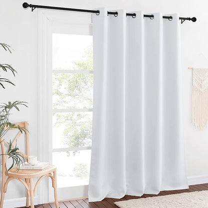 NICETOWN Room Darkening Window Curtains for Farmhouse - Easy Care Solid Thermal Insulated Grommet Doorway Drape for Bedroom/Living Room (1 Panel, W66 by L90, Greyish White)