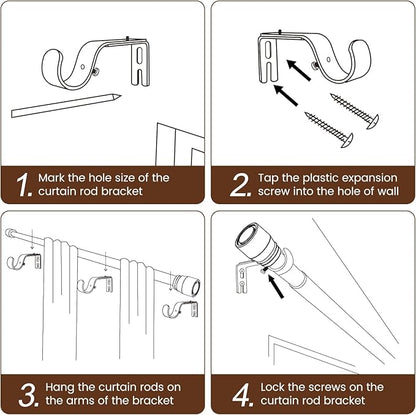 1” Diameter Curtain Rods Itself is 30 to144 inch 1 Pack Fit 30-142 inch, 66 to 120 inch Window with Heavy Duty Adjustable Rod Matte Black Splicing Metal Extra Long Curtain Rod for Windows