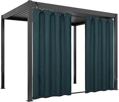 Easy-Going Linen Look Outdoor Curtains Waterproof Windproof Porch Curtains, Soft Thicken Outdoor Privacy Curtains for Patio, Gazebo, Grommet Top and Tab Bottom Drape, 1 Panel, 54x84 inch, Teal