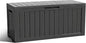 ROJIK Outdoor Storage Housing Deck Box - Waterproof Patio Furniture, Garden Tools, Cushions, Pool Accessories Storage Bench with Lockable Lid and Side Handles (Black 90 Gal)