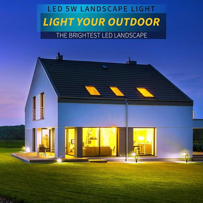 LED Landscape Lights,5W 120V AC Outdoor Pathway Garden Yard Spotlight,IP65 Waterproof Garden Flood Light,Outdoor Spotlight with Stake,UL Cord 5-ft with Plug (Pack of 1, Daylight White)