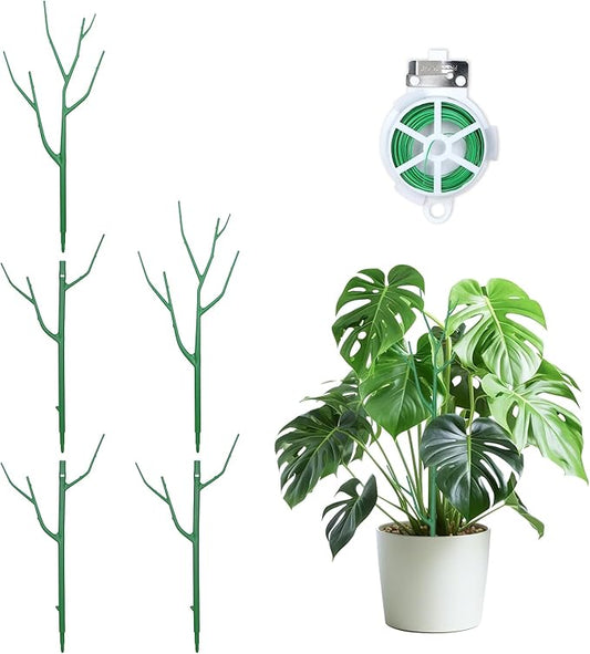 5 Pack Stackable Plant Supports Stakes, Sturdy Garden Trellis for Climbing & Vining Plants, Monstera, Pothos & Philodendron - Reusable Plant Stakes for Indoor & Outdoor Potted Plants
