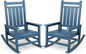 SERWALL Oversized Outdoor Rocking Chair Set of 2, HDPE Rocker for Adults, Patio Rocking Chairs for Porch, Blue