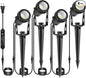 Outdoor Landscape Lighting, 4 Pack LED Outdoor Spot Lights with Transformers, 12V Warm White Low Voltage Landscape Lights IP65 Waterproof Plug in Spotlight for Yard House Pathway Tree Pools