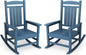 KINGYES Oversized Patio Rocking Chair Set of 2, High Density Polyethylene Outdoor Rocking Chairs with 330lbs Support for Adults, Navy