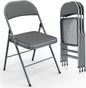 VINGLI 4 Pack Folding Chairs with Padded Seats, Metal Frame with Pu Leather Seat & Back, Capacity 350 lbs, Gray
