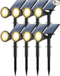 8 Pack Solar Spot Lights Outdoor Waterproof 180 Adjustable Solar Powered Landscape Lights for Yard, Garden, Pathway, Porch, Pool, Wall, 4 Lighting Modes, Warm White