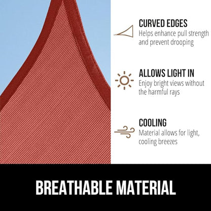 GORILLA GRIP Heavy Duty Sun Shade, UV Protection Fade Tear and Rust Resistant Rectangle Sunshade Canopy, Curved Edges Blocks Sunlight, Breathable Sail, Outdoor Patio, Lawn Garden 12x12 FT Terra