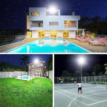 2 Pack 800W LED Flood Light Outdoor,3750W Equivalent Super Bright FloodLight with Plug,88500LM 5000K Daylight White IP66 Waterproof Commercial Lighting for Sports Fields,Counts,Arena,Stadium