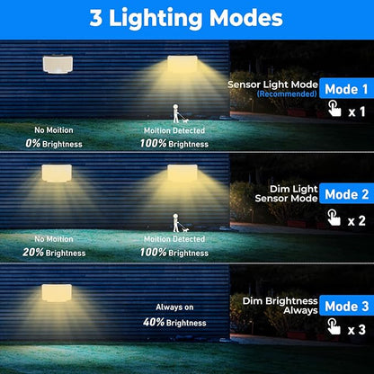 Peasur 2 Pack Solar Motion Lights Outdoor, 318 LED Solar Security Light with 3 Modes, IP65 Waterproof Powered Flood Lights for Outside Garden Patio Garage Yard Backyard Warm White
