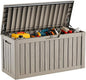 DRATO 80 Gallon Large Deck Box, Outdoor Storage Box for Patio Furniture, Patio Cushions, Gardening Tools, Pool Supplies 480lbs Weight Capacity,Waterproof Resin Storage Boxes（Gray，80 Gallon）