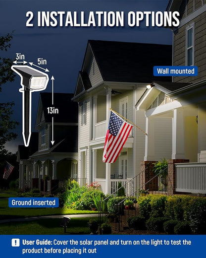 Solar spotlights Outdoor 63 LED 3 Lighting Modes, IP65 Waterproof Lighten Yard Garden House Garage Pathway for Christmas Decorations-10 Pack