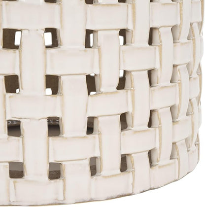 SAFAVIEH Home Collection Sayre Cream Ceramic 18-inch Decorative Accent Garden Stool for Living Room, Bathroom, Patio, Side Table, Plant Stand (Fully Assembled)
