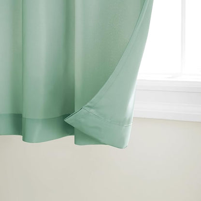 TOWN & COUNTRY BASICS Cabana Solid Heavyweight Indoor Outdoor Curtains, Light Filtering Opacity with Grommet Top, Water Repellent, 2-Pack Set, 54"x120", Seafoam