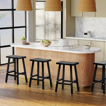 29in Tall Bar Stools Set of 2, Waterproof UV-Resistant,Durable Resin Kitchen Island Chairs for Indoor & Outdoor Use, Modern Design for Home,Bar,and Cafe