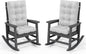SERWALL Oversized Outdoor Rocking Chair Set of 2, HDPE Rocker for Adults, Patio Rocking Chairs for Porch, Grey