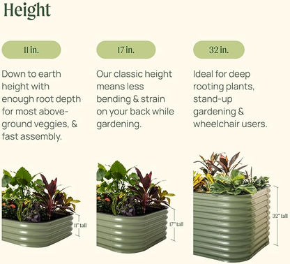 Vego garden 17" Tall 42" Round Raised Garden Bed Metal Raised Bed Planter Box for Vegetables Flowers Patio, British Green