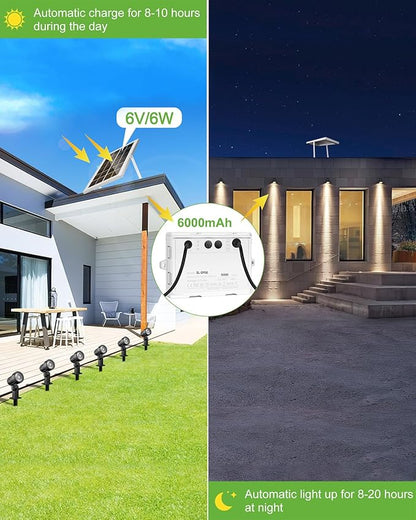 CLY 6 in 1 Solar Spotlights Landscape Outdoor Garden, Solar Spotlights IP66 Waterproof Landscape Lighting with Remote 18M Cable for Garden, Lawn, Patio, 2700K/4000K/6500K