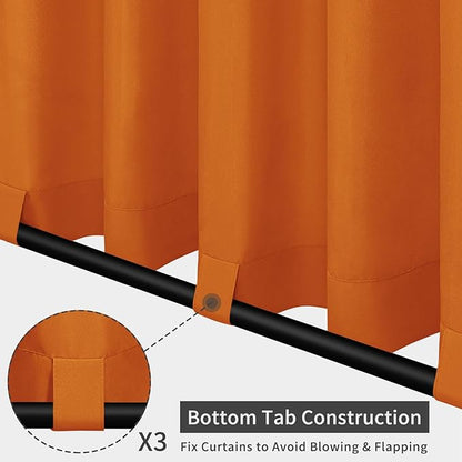 Easy-Going Outdoor Patio Curtains Detachable Tab Top Windproof Weatherproof Curtain for Cabana, Porch, Pergola and Gazebo, Tab Bottom Drape, 2 Panels, 54W x 84L inch, Orange