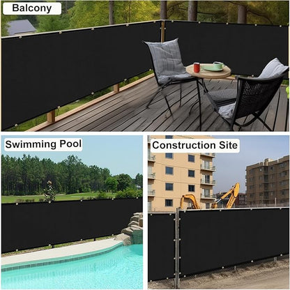 UPGRADE Privacy Fence Screen 5'x12' Black Outdoor 90% Visibility Blockage 170 GSM Mesh Shade Cover Panels for Backyard,Balcony,Home Decoration with Zip Ties,Customized Avaliable