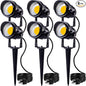 SUNVIE LED Outdoor Spotlight 12W Landscape Lighting 120V AC Waterproof Landscape Lights Spot Lights for Yard with Spiked Stake Warm White Flag Light Garden Decorative Lamp with US 3-Plug in (6 Pack)