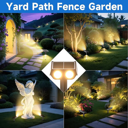 Solar Spot Lights Outdoor Adjustable Beam & PC Light Guide Column, 6 Pack Solar Lights Outdoor Waterproof IP65, 2 Modes & Auto On/Off Landscape Spotlights for Garden, Yard, Pathway, Tree (Warm Yellow)