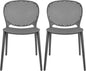 2xhome Set of 2 Patio Dining Chairs | Modern Stackable Outdoor Pool Side Chair | Weather Resistant Plastic for Yard, Porch, Balcony, Kitchen, Gray
