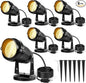 LemonBest Landscape Lights - 5W 110V Outdoor Spotlight - Waterproof IP65-3000K Warm White LED Landscape Lights - 5ft Cable for Yard Garden Patio Driveway House (Include Spike) (6 Pack)