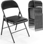 VINGLI 8 Pack Folding Chairs with Padded Seats, Metal Frame with Pu Leather Seat & Back, Capacity 350 lbs, Black