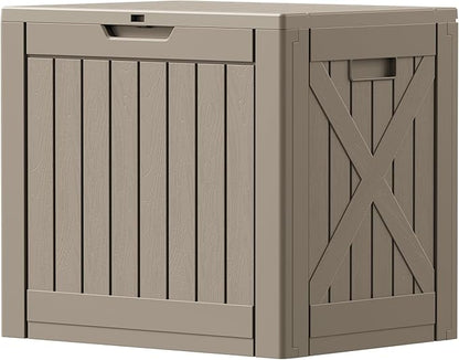 Patiowell 43 Gallon Resin Deck Box, Outdoor Storage Box for Patio Furniture, Deliveries, Pool Supplies,Waterproof and Lockable (Brown)