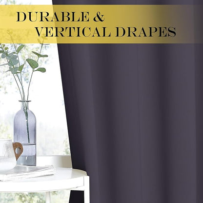 NICETOWN Bedroom Curtain Room Darkening Drapery 102 inches Length - Home Fashion Thermal Insulated Grommet Room Darkening Curtain for Living Room (Greyish Purple, 1 Panel, 52 x 102 inches)