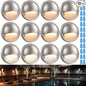 LEONLITE 12-Pack Update 5CCT LED Low Voltage Deck Lights, 180LM 3.5inch Landscape Step Railing Fence Light, 12-24V AC/DC, CRI90, Die-cast Aluminum Housing & Frosted Glass Lens, UL Cord, Satin Nickel