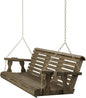 Amish Casual 6 Foot Roll Back Porch Swing with Cup Holders in Dark Walnut Stain - Amish Made in The USA from Treated Pine Heavy Duty 700 Lb. Weight Capacity