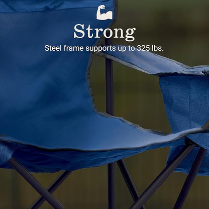 Coleman Portable Camping Chair with 4-Can Cooler, Cushioned Seat & Back with Side Pockets & Cup Holder, Carry Bag Included, Great for Camping, Tailgating, Firepits, Patio, & More