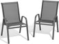 Patio Chairs Set of 2, All Weather Breathable Stackable Outdoor Dining Chairs with High Back and Wide Seat, Easily Set Up Outdoor Chairs Set of 2 with Metal Frame for Backyard Garden Pool, Grey