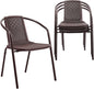 VINGLI PE Rattan Outdoor Dining Chairs Set of 4, Plastic Stackable Patio Chairs for Indoor, Porch, Restaurant, Garden, Brown