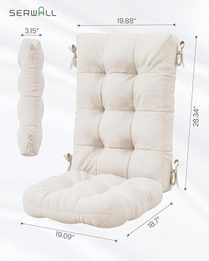 SERWALL HDPE Outdoor Rocking Chair Cushion Set of 2 Memory Foam Cushion Beige