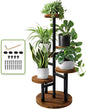 AUGOSTA 5 Tier Plant Stand, Tall Metal Wood Shelf Holder for Indoor Plants, Outdoor Garden Plant Display Rack Flower Pot Stand for Corner Living Room Balcony Garden Patio