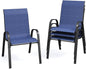 Patio Dining Chairs Set of 4, Outdoor Stackable Dining Chairs High Back for All Weather, Patio Furniture for Backyard, Porch, Garden, Pool Deck (Blue)