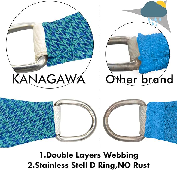 KANAGAWA 14'X16' Turquoise Mix Custom Size Sun Shade Sail Rectangle UV Block Canopy Cover for Patio Backyard Lawn Garden Outdoor (Customized Available)