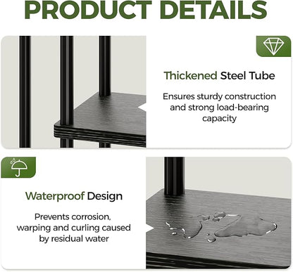 Bamworld Tall Plant Stand Indoor, Corner 7 Tier Metal Plant Shelf for Multiple Plants, Tiered Flower Pot Stands for Patio Garden Balcony Living Room Bedroom, Black