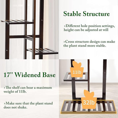 DolceLuna Plant Stand Indoor 6 Tier, Bamboo Plant Shelf Corner Display Rack, 46 Inch Tall Multiple Planter Pot Holder, Space-Saving Flower Stand for Living Room Balcony Garden Patio