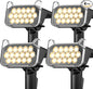 WdtPro Solar Spot Lights Outdoor Waterproof, Bright Solar Lights Outdoor with 16 Extra-Large LEDs, 3 Modes Landscape Spotlights, 2-in-1 Solar Powered Light for Yard Flag Garden, 4 Pack, Warm White