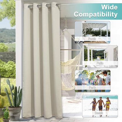 NICETOWN Outdoor Blind for Patio Waterproof, Rustproof Grommet Room Darkening Light Blocking Privacy Protect Weighted Outdoor Curtain for Pavilion/Room Divider, 1 Panel, W84 x L84, Beige