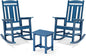 LUE BONA Outdoor Rocking Chairs Set, 3-Piece, HDPS Poly Porch Rockers with Table, Plastic Weather Resistant Rocking Chair Set for Outdoor Indoor, Garden, Backyard, 350lb, Navy Blue Chairs+Table